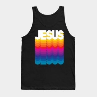 Retro Jesus Proud Name Personalized Gift Rainbow Style Tank Top